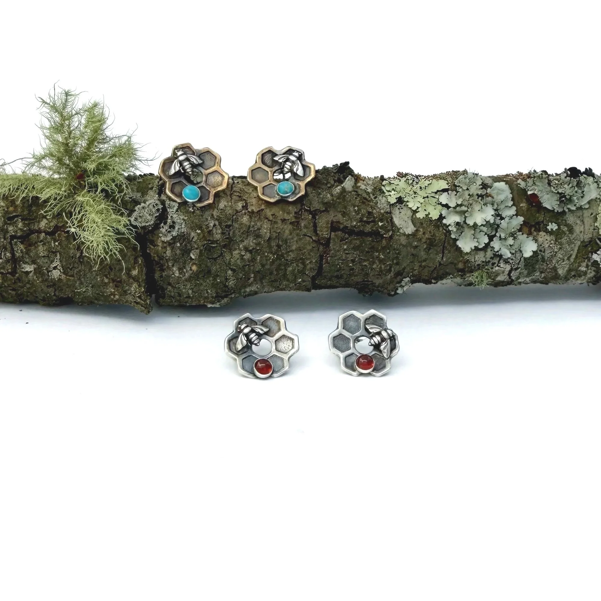 Honeycomb Flower Post Earrings