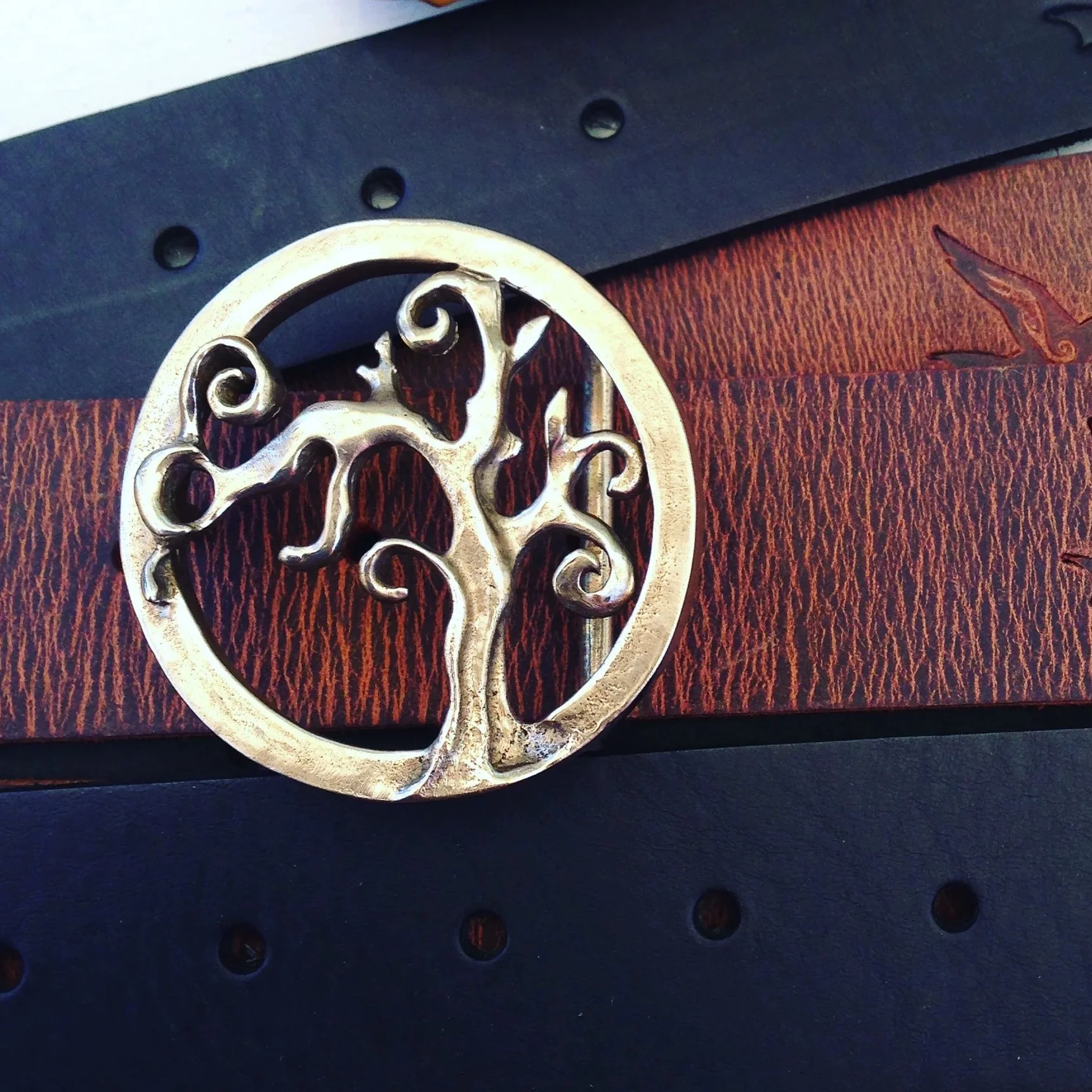 Belt with Bronze Tree of Life Buckle