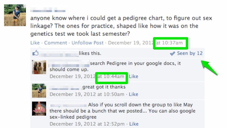 Notice the time difference between the post and the first response. 