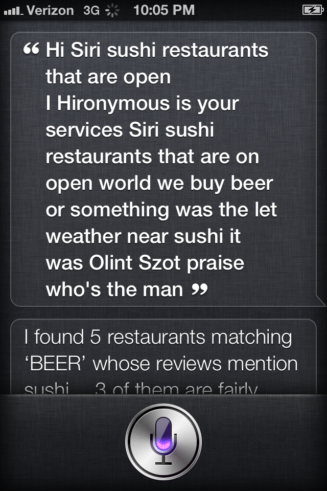Siri is a horrible concierge.