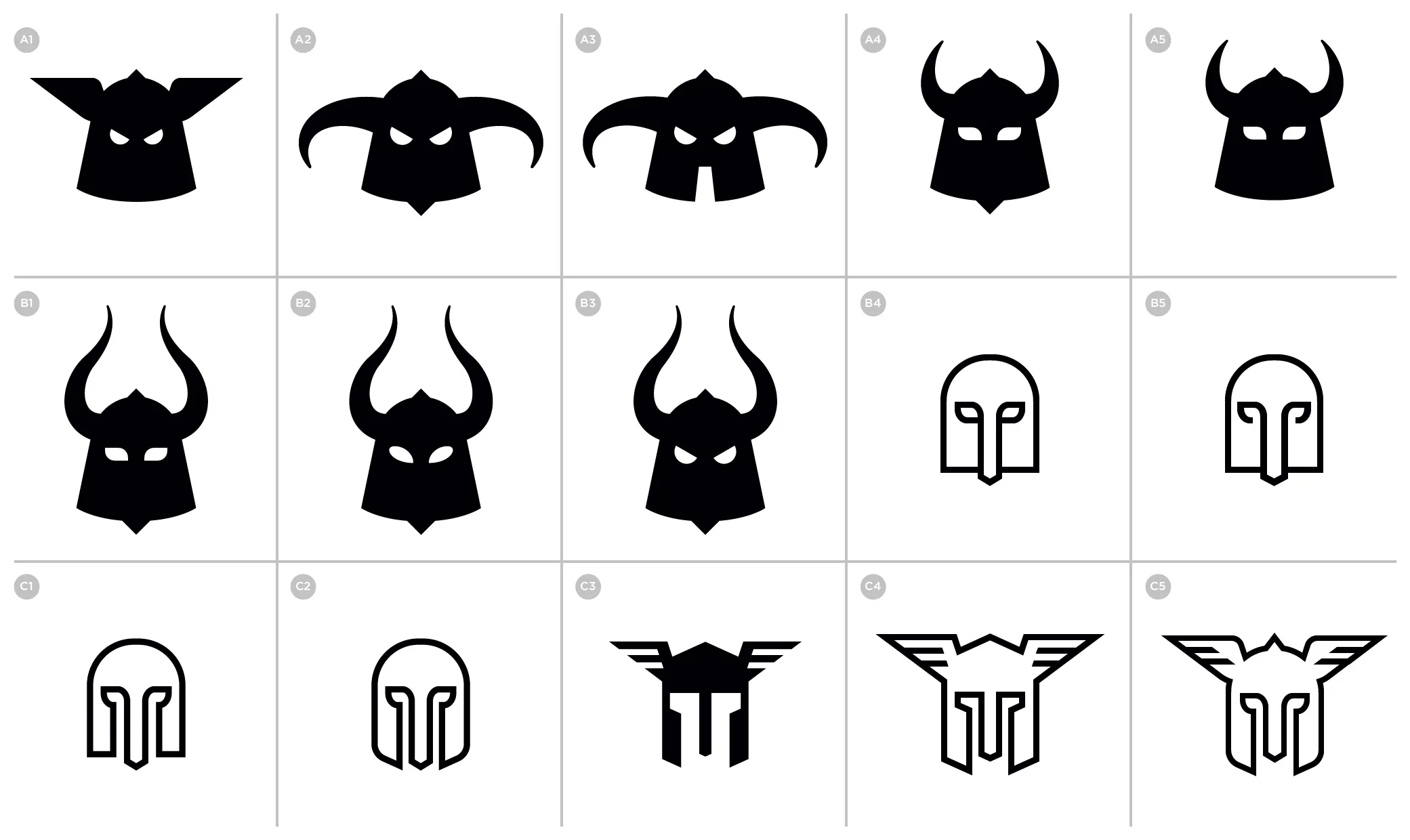 A sample of the helmet explorations created for the Stora icon.