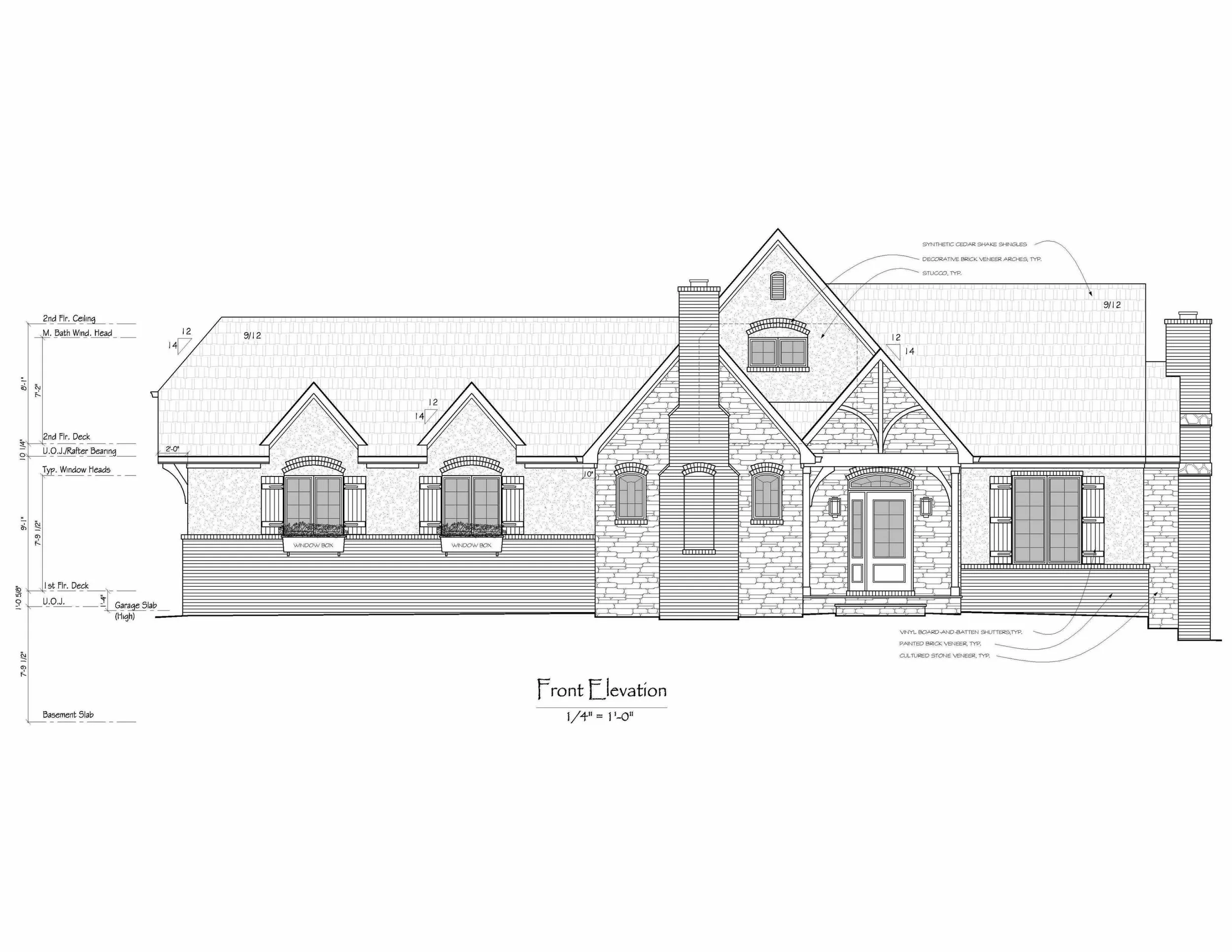 Preliminary design for an indecisive client who had been through two designers before she called me. She showed me about 50 clippings of houses she liked, in a wide variety of styles, along with a Thomas Kincaide painting of an artistically tiny cottage. (I explained, your house cannot look like a tiny cabin in the woods with a two-car garage, a partial second story, and three bedrooms.) I was designer #3 who failed to please her, but that's okay; nobody can please everybody. I was happy to hear that she ended up successfully working with designer #4 after she doubled the square footage. 