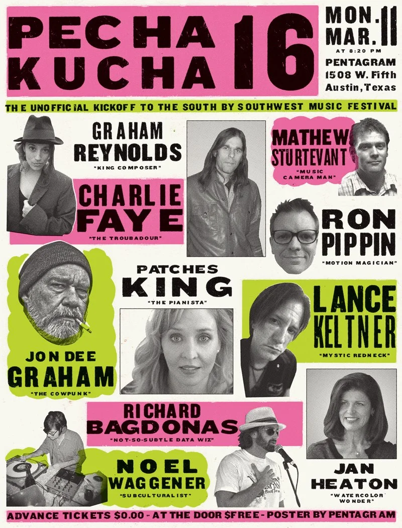 The poster for PechaKucha Night #16 created by Pentagram.
