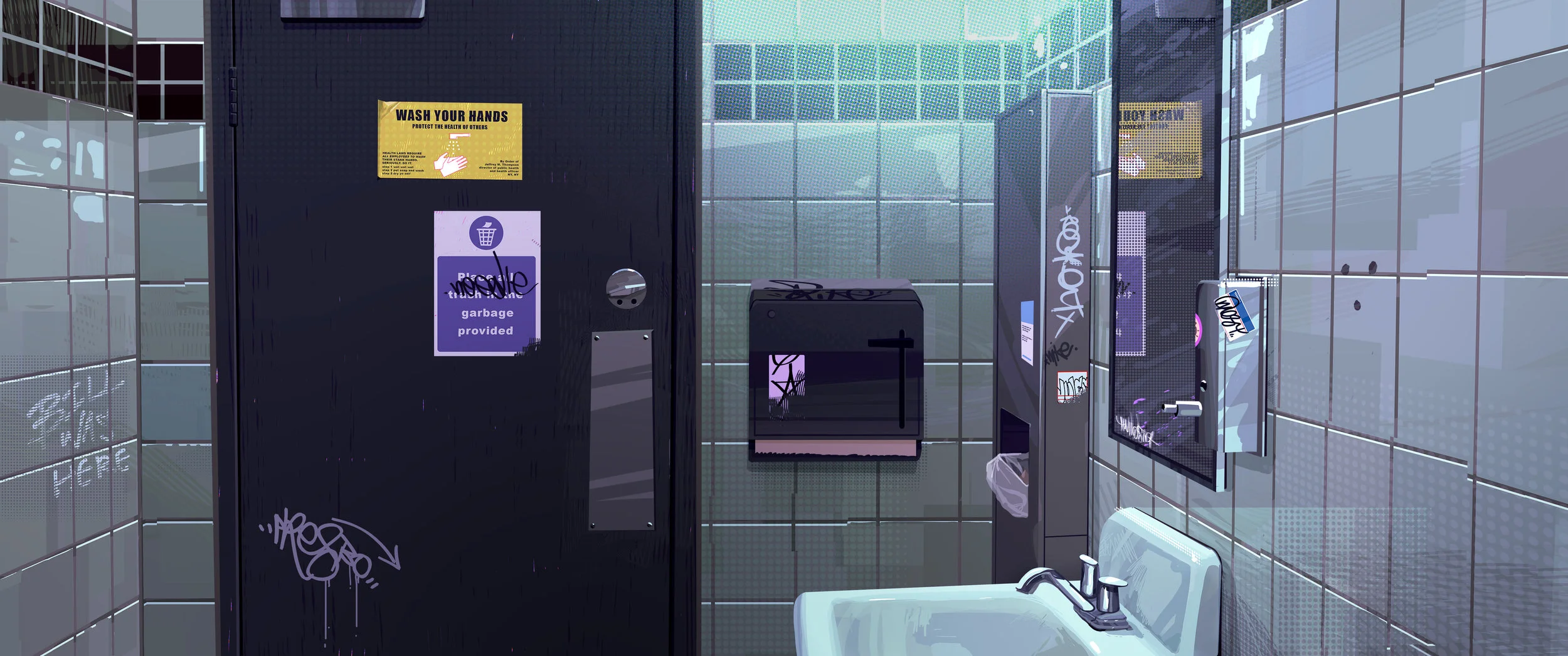 concept painting I created for the bathroom interior scene.