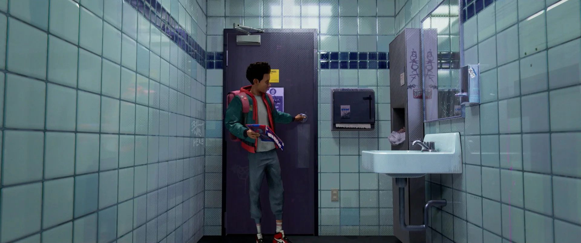 I spent the majority of 2018 developing art for Spider-Man: Into the Spider-Verse as a visual development artist . I contributed a variety of design work, ranging from background and character paintings, to 2-D animation. In addition to my designs I was asked to contribute as the art director of marketing for the film where I directed the films vis dev artists and the CG artists at Sony Imageworks to create art for billboards, commercials, posters, happy meals, blah blah blah… This image is a final rendered frame from the film based on my painting.