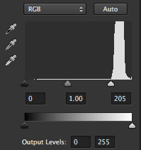 5) I move the white slider pass the slope to brighten the frame