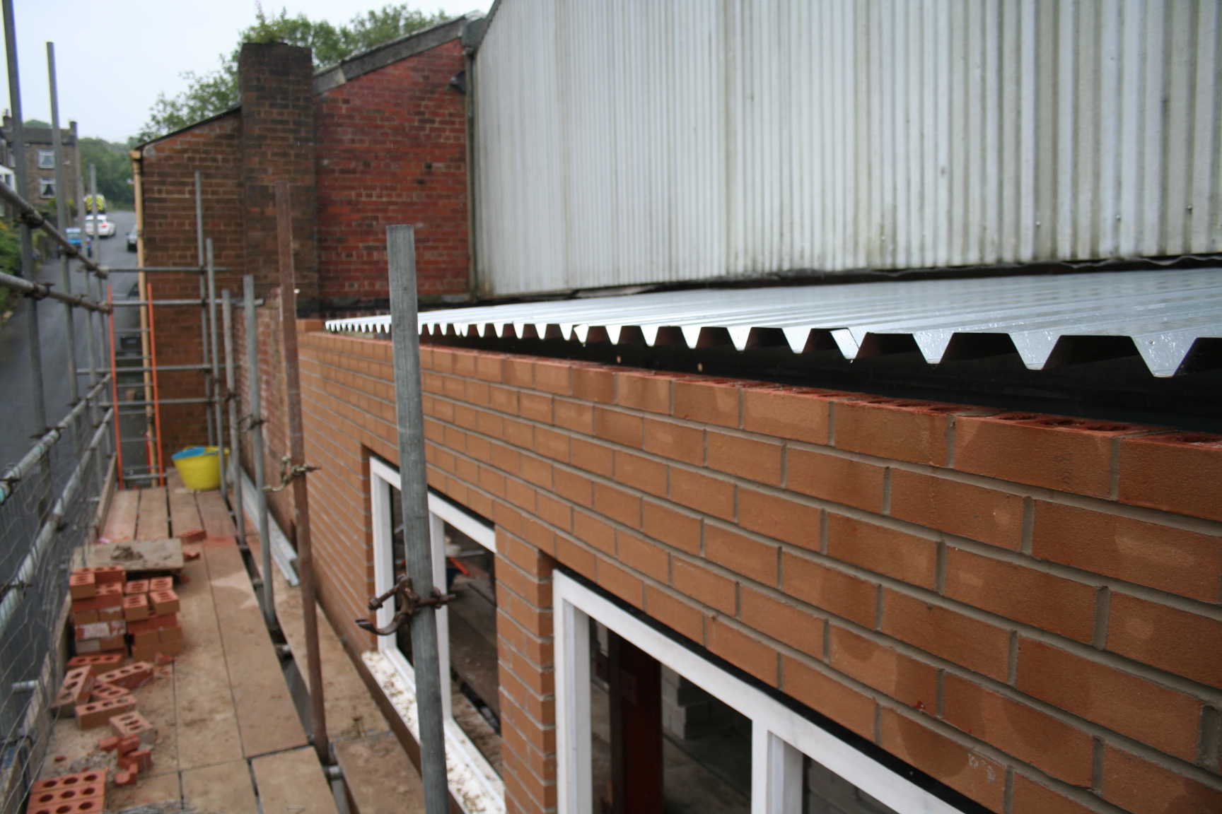  New windows, wall and corragated roof 
