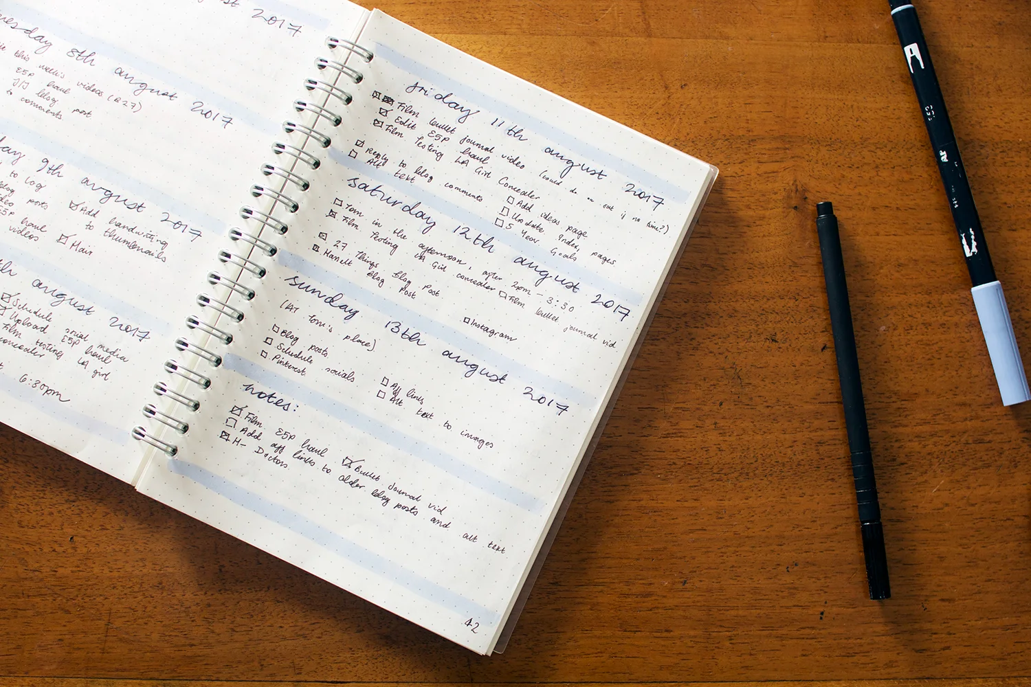 Minimal Bullet Journal using Muji a5 PP Notebook and Tombow pens