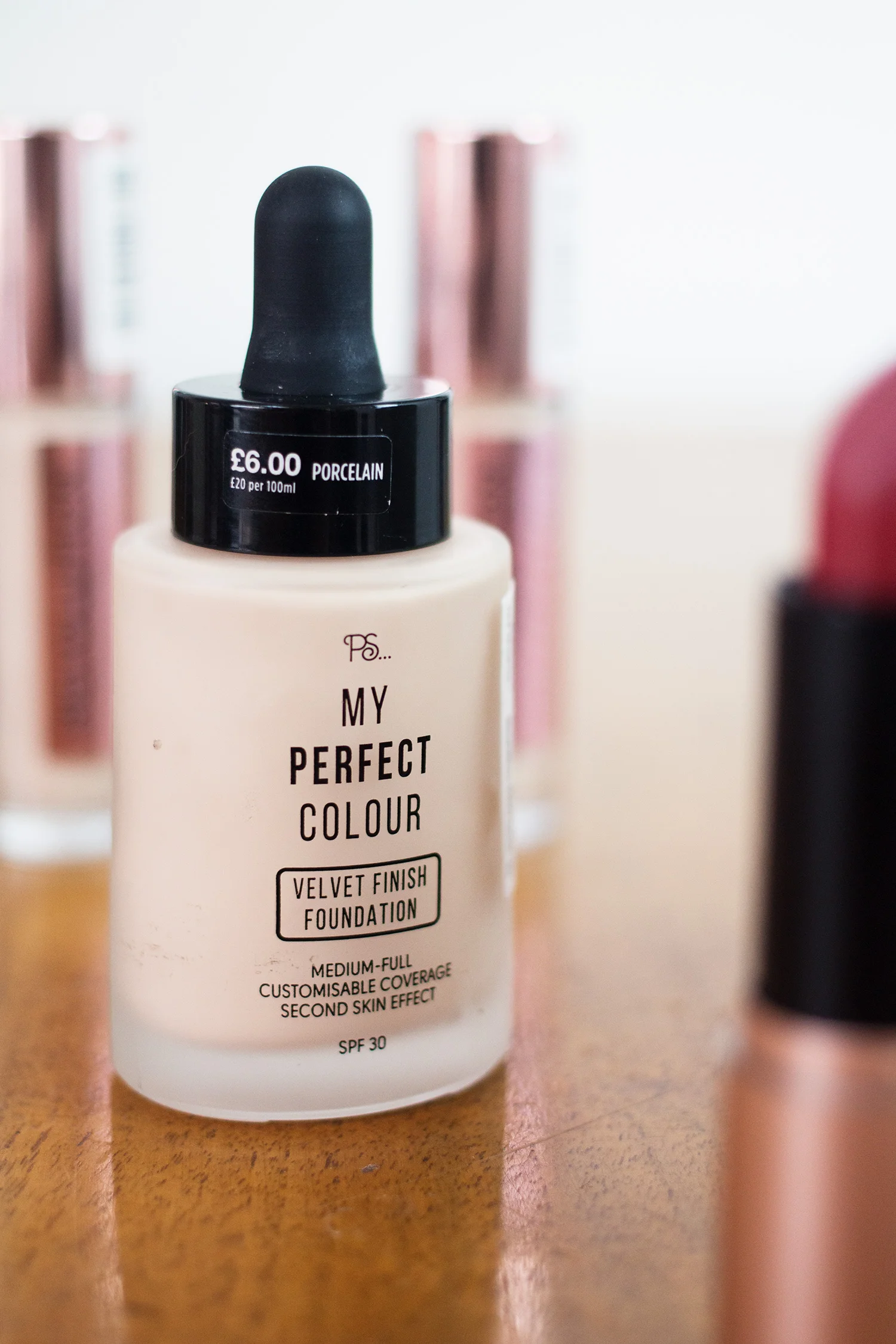 Primark My Perfect Colour Velvet Finish Foundation SPF 30 in Porcelain. Photography by Alice Red.