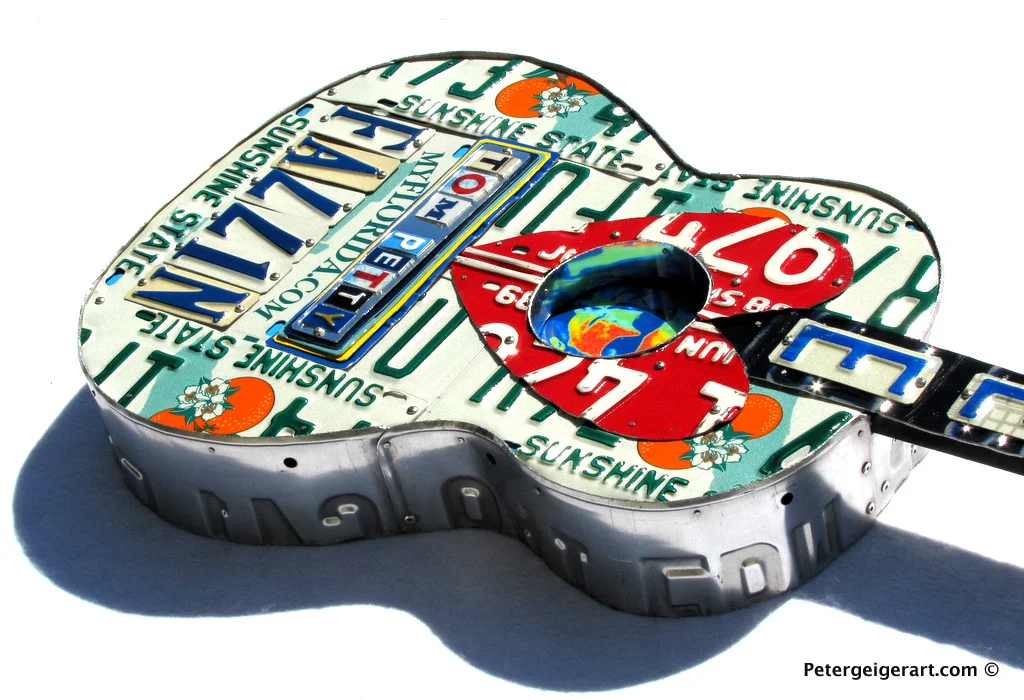Tom Petty License Plate Guitar Art