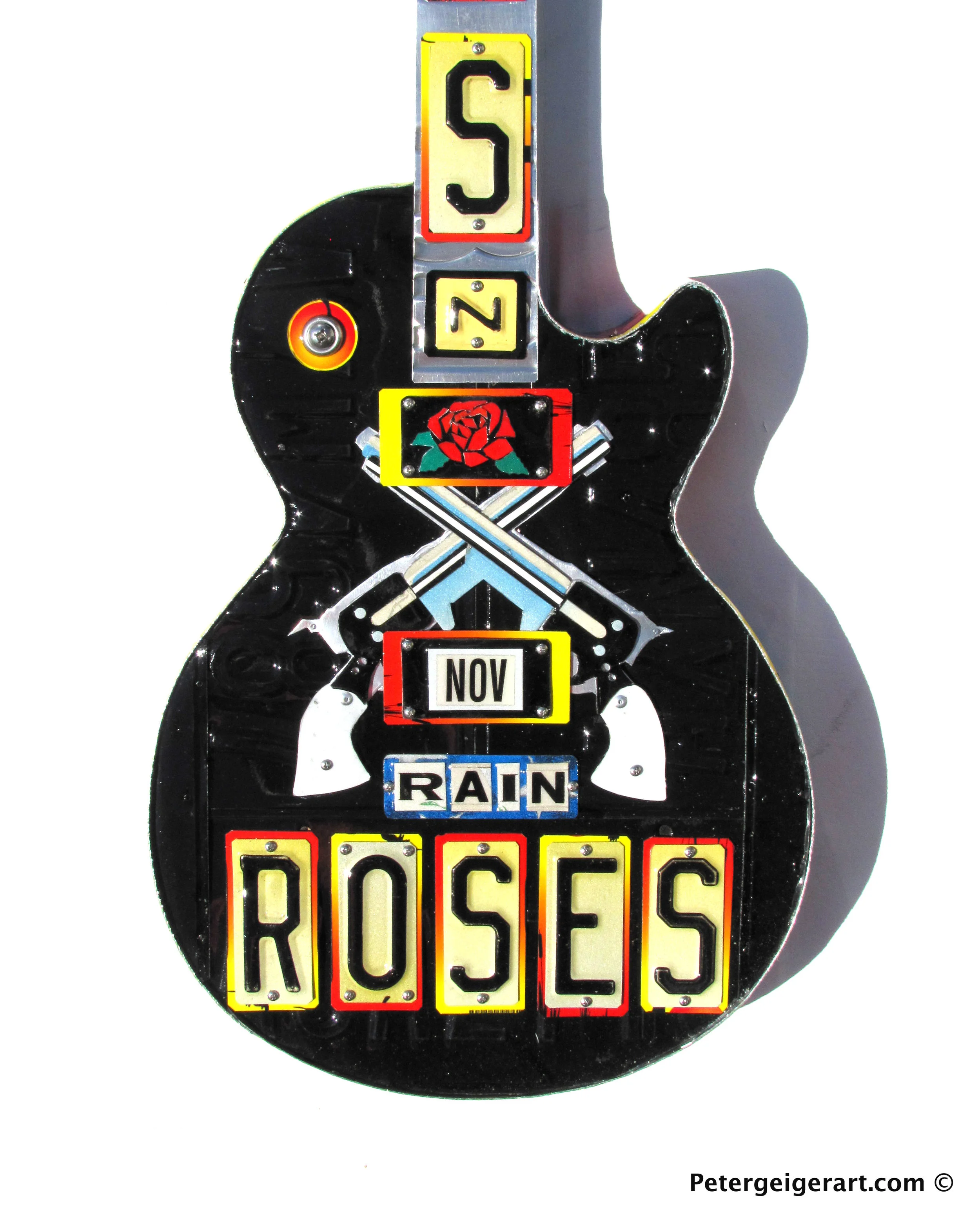 Guns-N-RosesGuitar Art Wall Decor |License Plate Art | One-Of-A-Kind Metal Wall Art order today