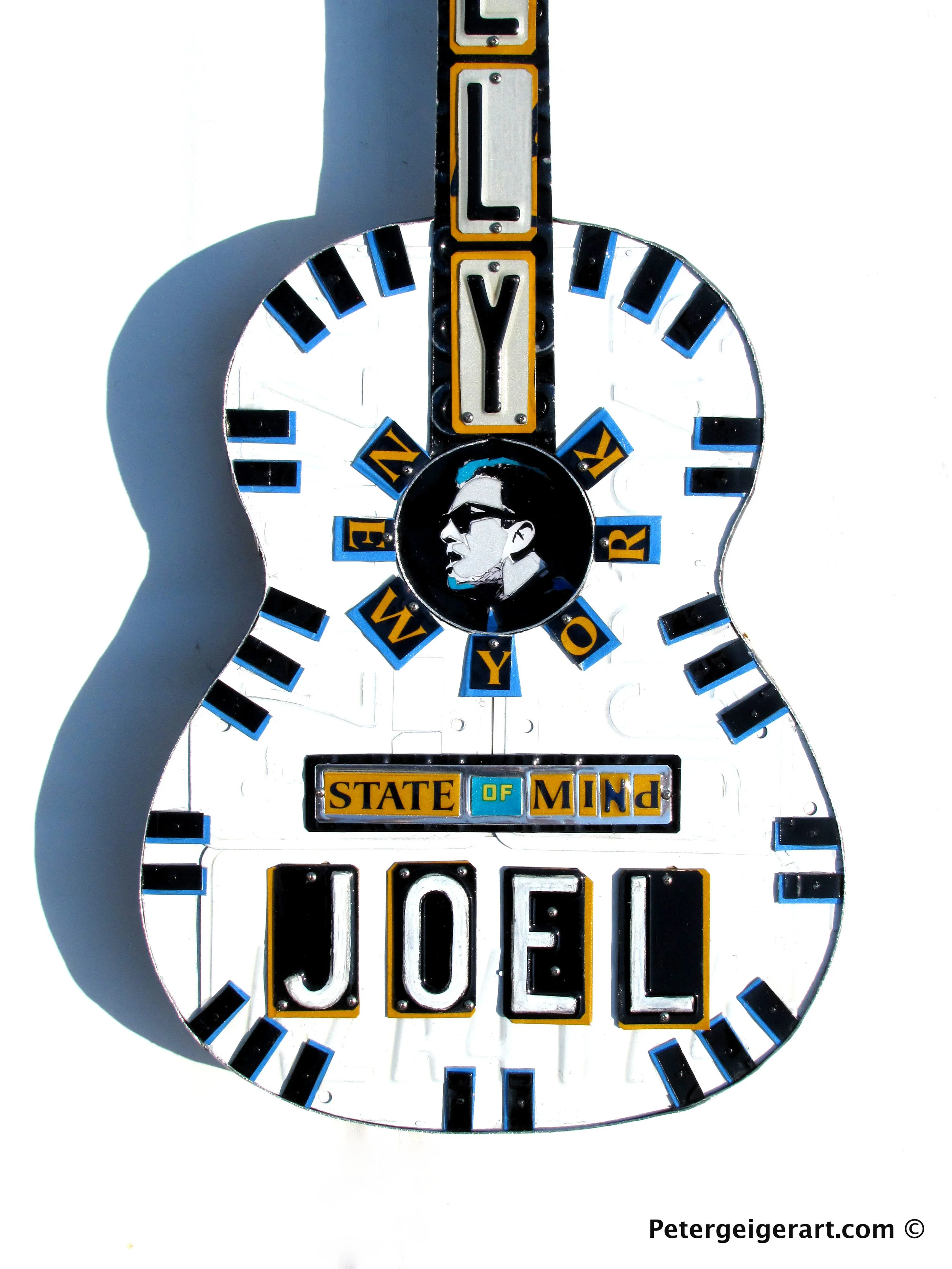 Billy Joel Wall Decor | Guitar Art | License Plate Art | One-of-a-Kind Metal Wall Art- Order today