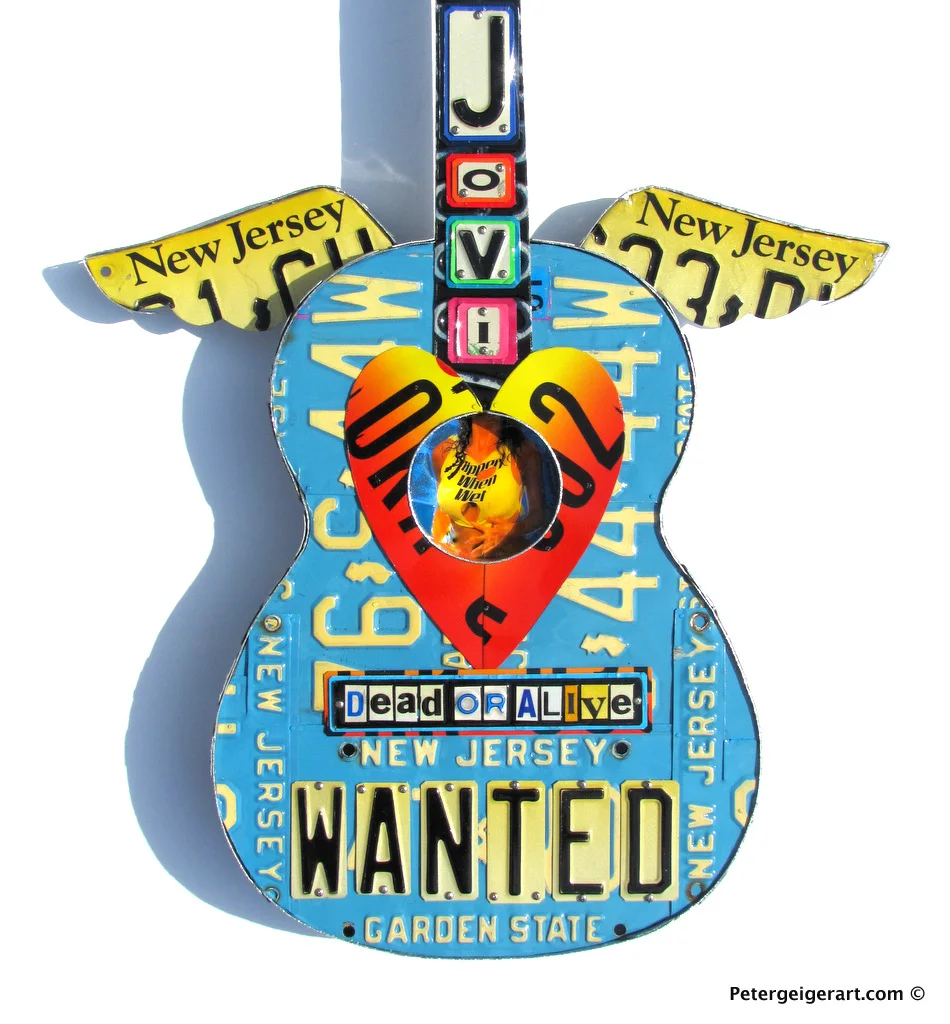 Dead or Alive - Bon Jovi tribute. Wall decor Guitar art. License plate art. One-of-a-kind metal wall art. Order yours today