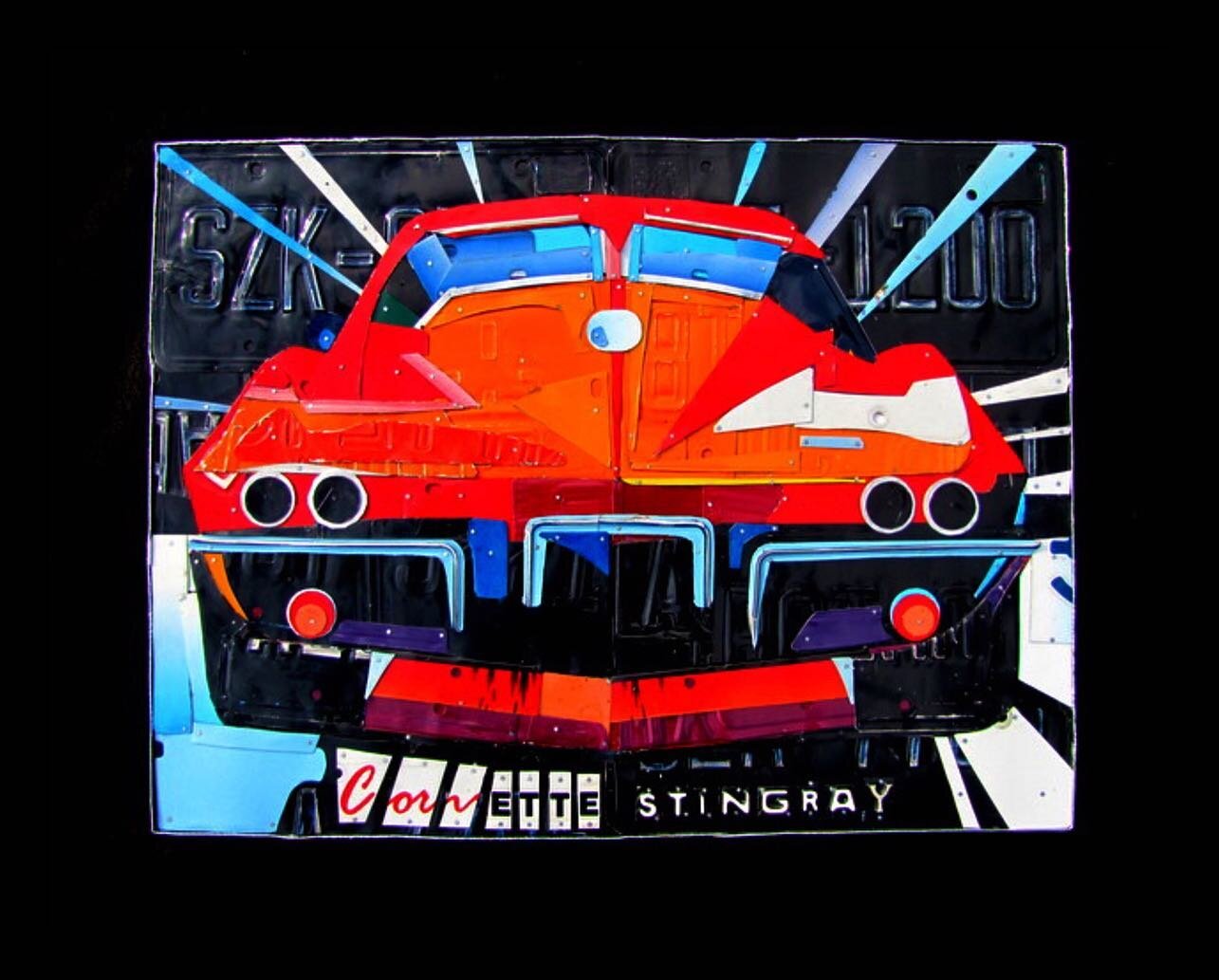 When I was asked to create this 63 split window Corvette for the Corvette Museum in Kentucky, I was truly honored.
After doing my research, I decided to go with the rear image of the Corvette. I also wanted to take advantage of the highly reflective 