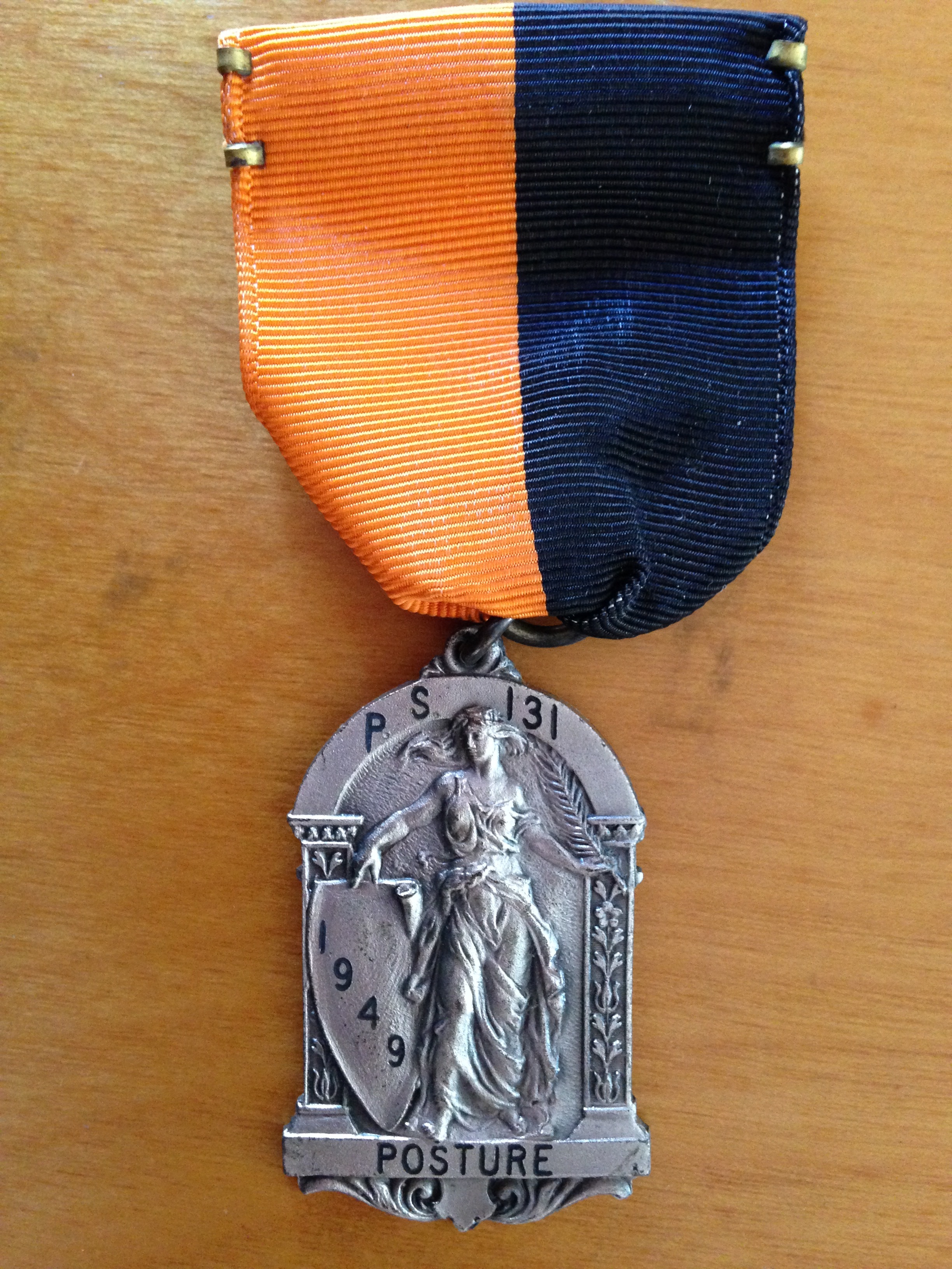 Alm'as Posture Medal from P.S. 131 in Queens, 1949