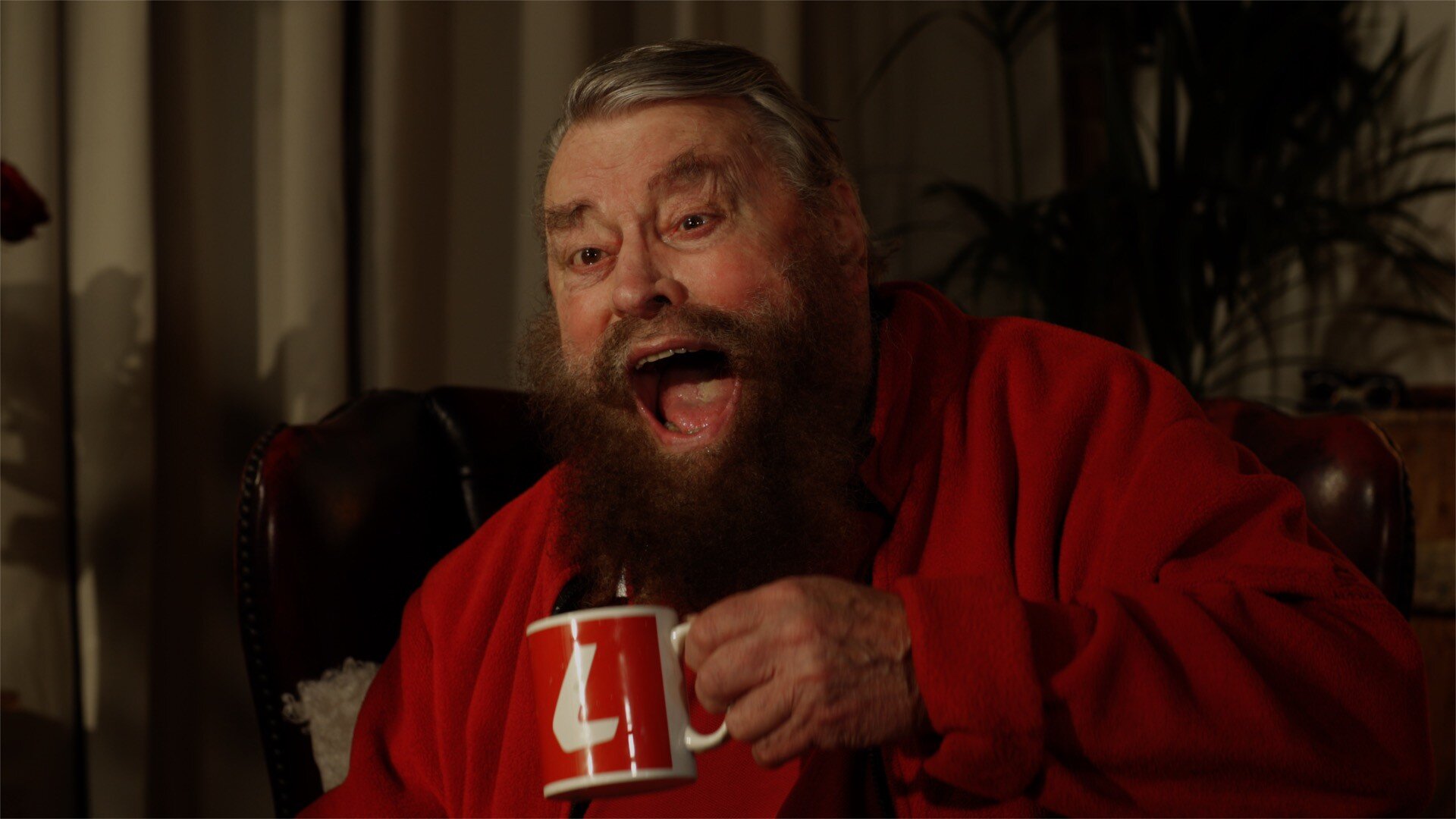 Brian Blessed enjoying a cup of tea