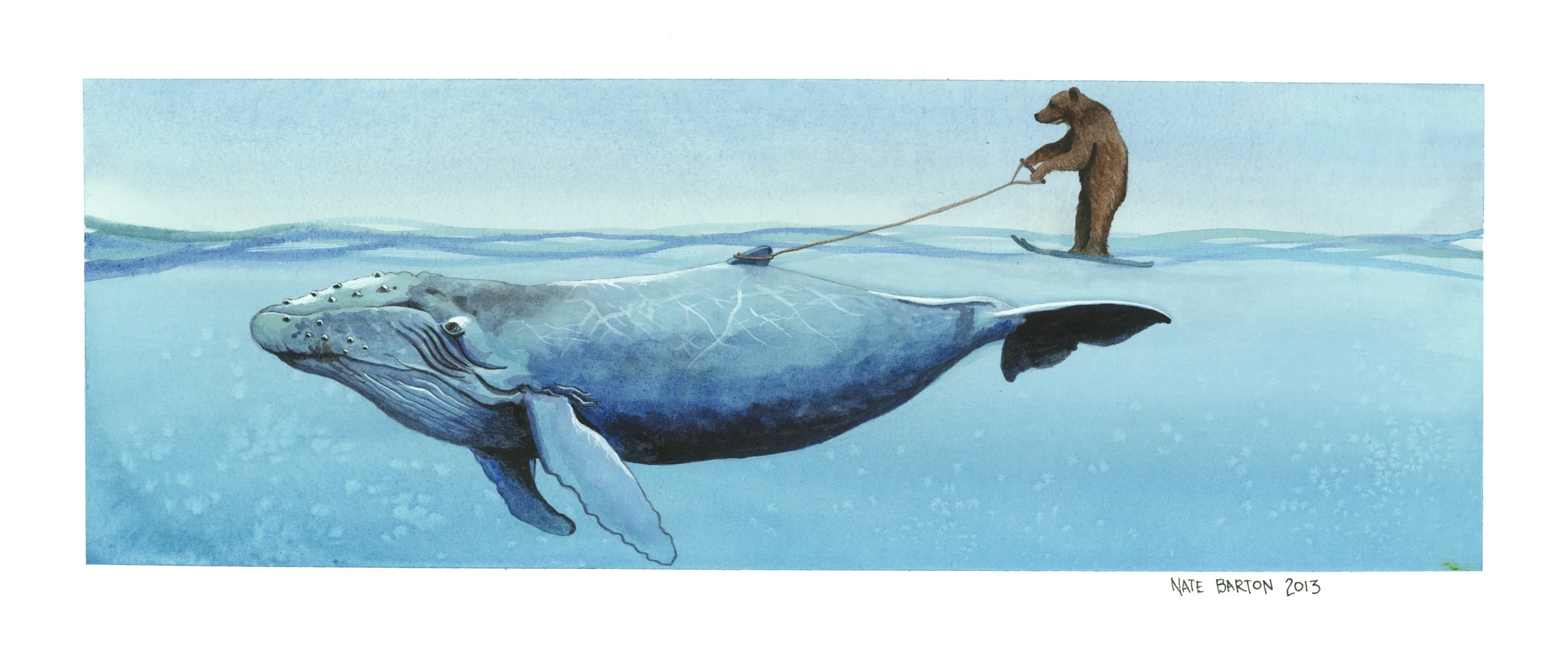 Skiing Bear and Whale