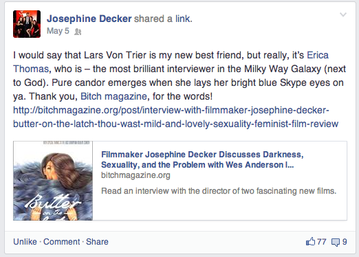 I couldn't help but include this screen cap from Josephine's Facebook page. Witty, hilarious, and supremely generous!
