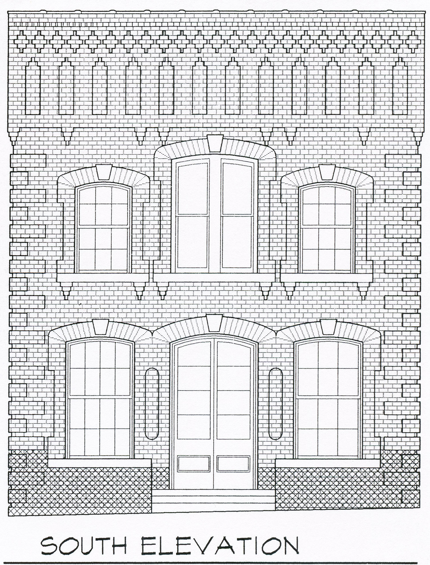 South Elevation, Summerfield Town Hall Plans