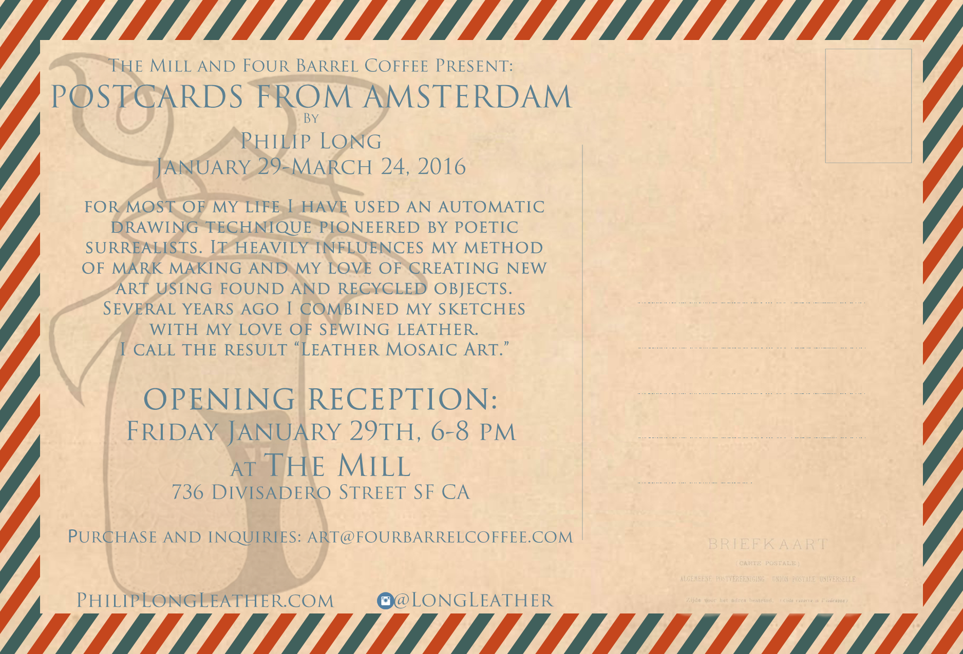 Back of postcard featuring ghost image of Windmill V (detail).