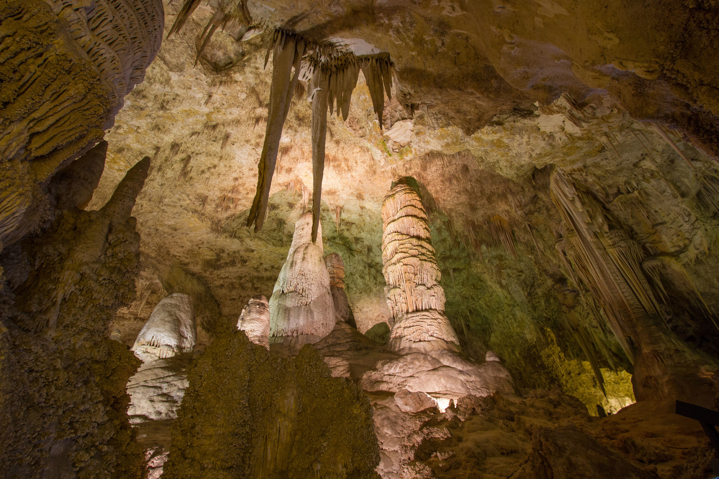 The Twin Domes in the Hall of Giants is one of the many underground marvels located in the Big Room at Carlsbad Caverns. The largest of the two domes stands 62 feet high.