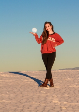Helen Proctor holds a full moon at White Sands National Monument, N.M. A schedule of the park’s several full moon programs can be found on the National Park Service’s website. 