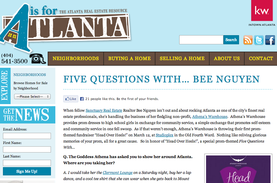 A Is For Atlanta, Feb 2010Five Questions With Bee Nguyen