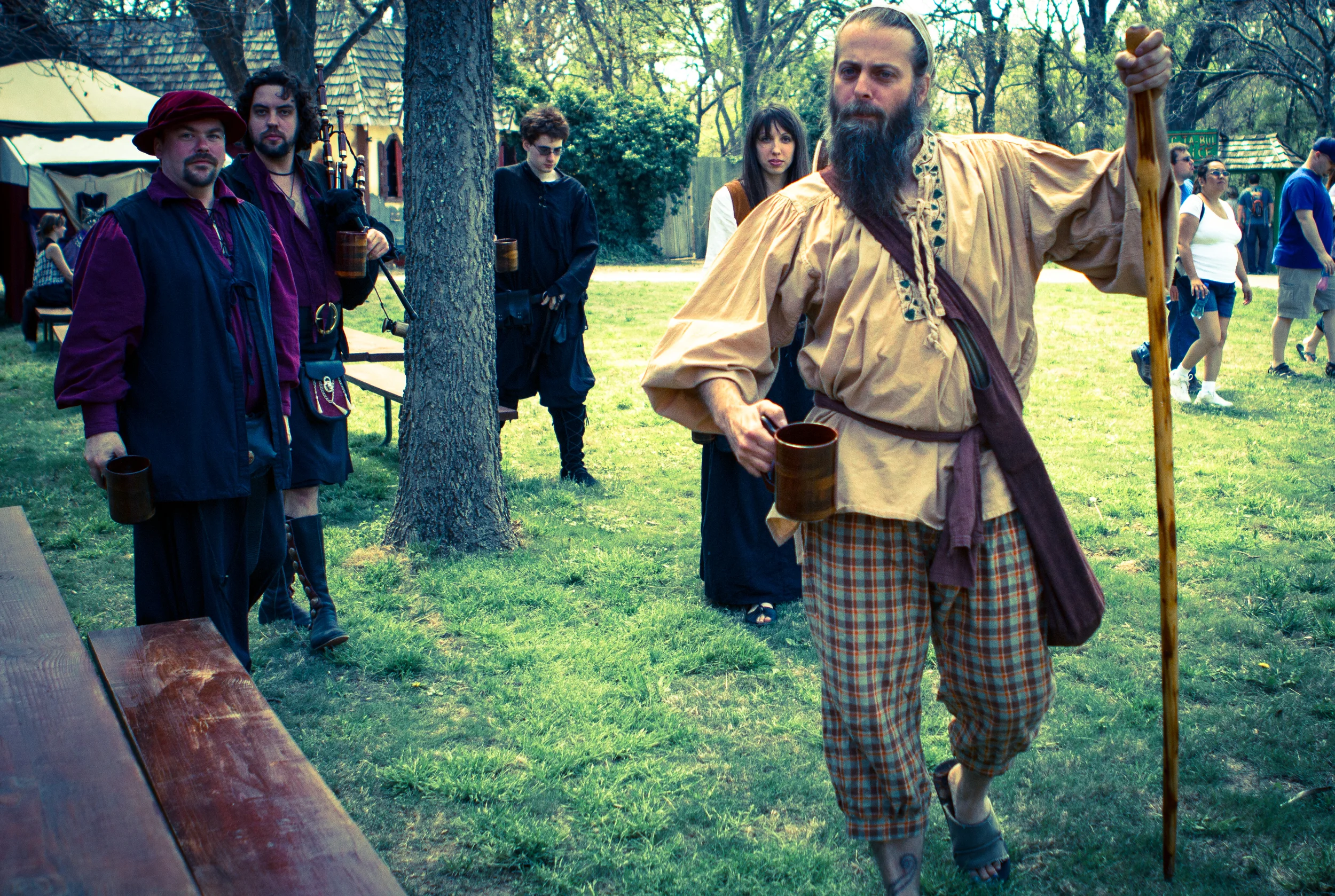 Clan GroggTroll Ambling through Scarborough Faire. Left to Right: Eric, Glenn, Ephraim, Kristin, Robbie