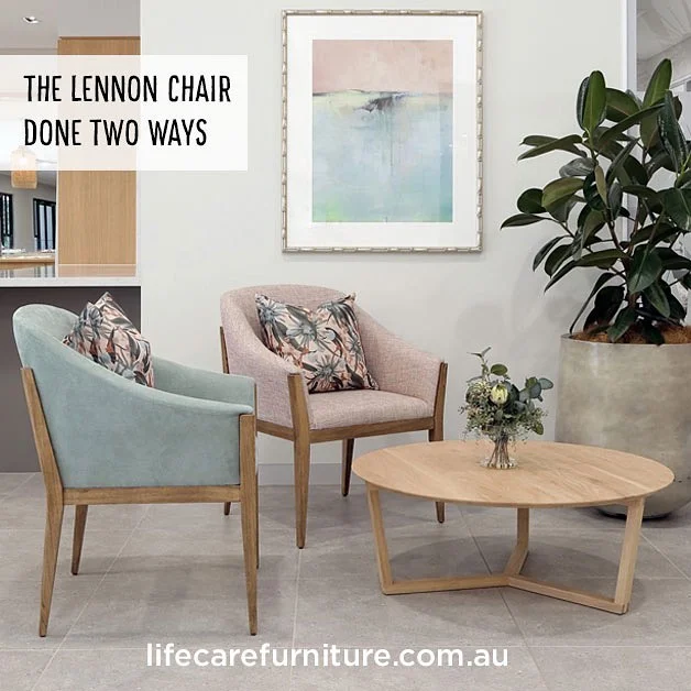 One chair, two looks: how good does our Lennon Chair look in these gorgeous fabrics from @warwickfabrics and @zepelfabrics And how clever is that artwork match with the chairs @studiocollectiveaustralia 😍👏 Beautiful job for our project with Buderim Gardens. Swipe for details 👉🏼
