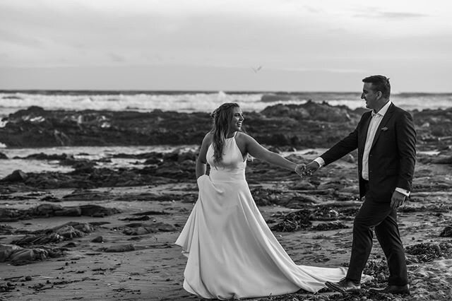 Craving days like these (Joel was swallowed by a small wave just after this and we could happily watch that on a loop - shh, don&rsquo;t tell him!).
&bull;
Couple: @rhian2309 &amp; @tlringlis 
Venue: @beachhutsmiddleton 
Dress: @adelaidebridalemporiu