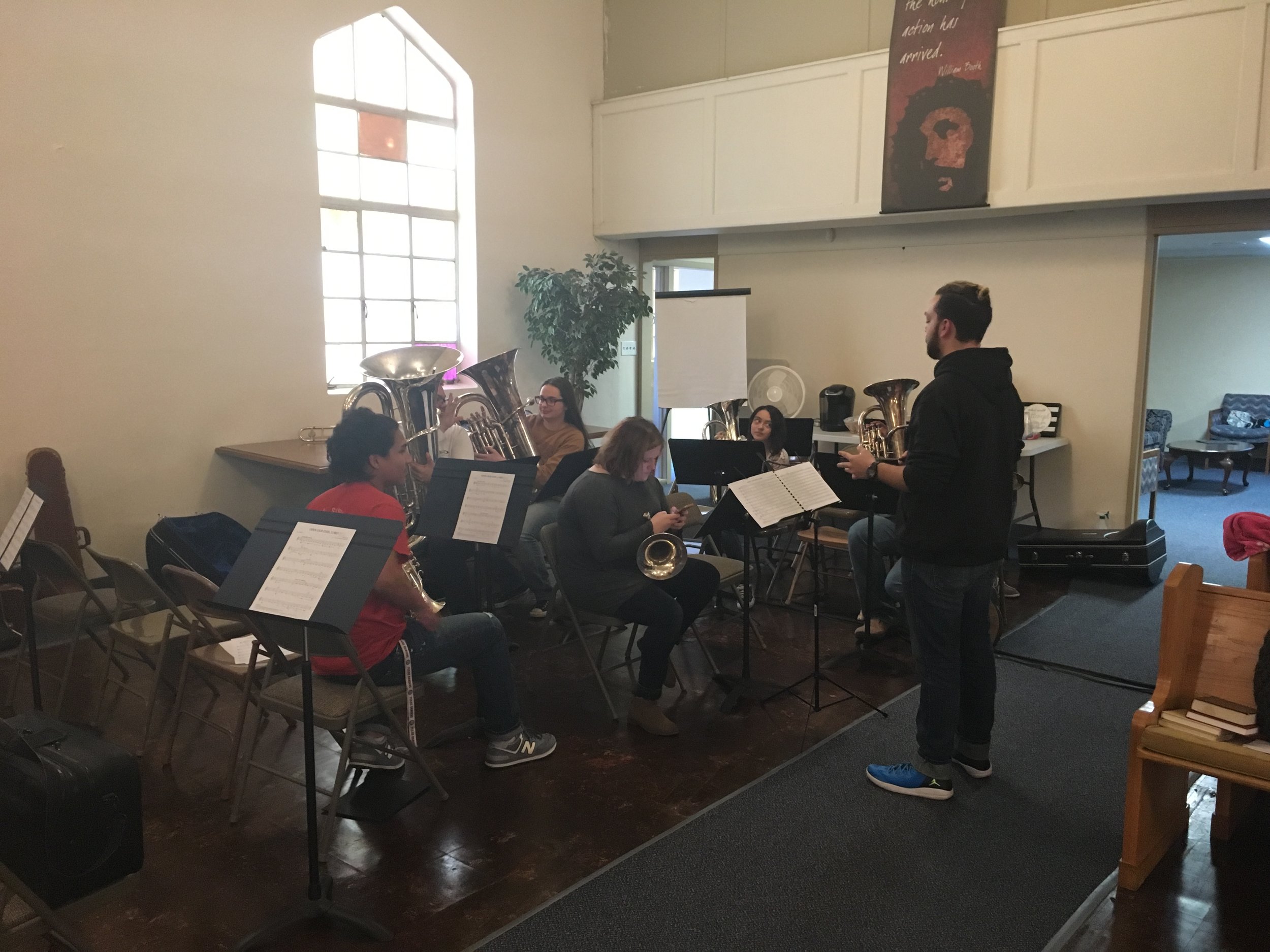 AJ Mitchell led the Brass Band clinic.