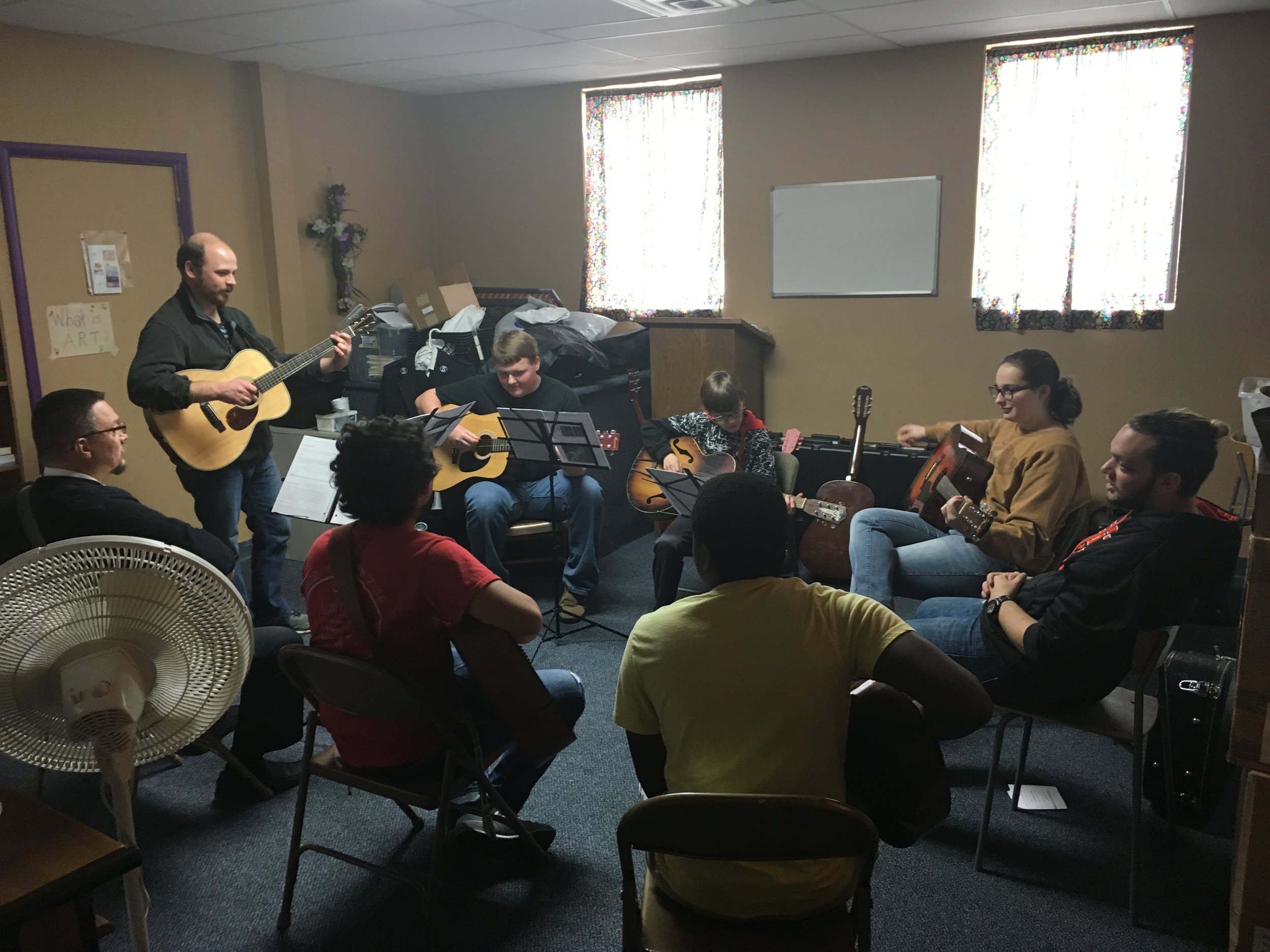 Jimmy Cox leading the guitar clinic.