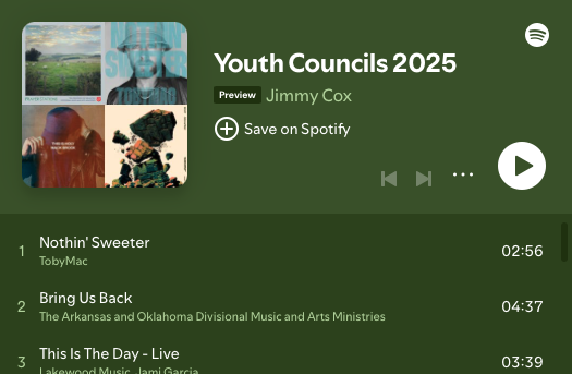 Youth Councils Worship Playlists