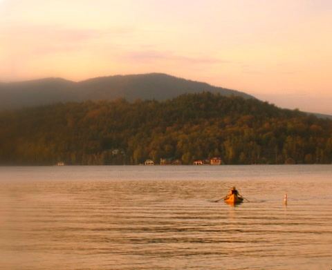Canoeist on Lake Placid
