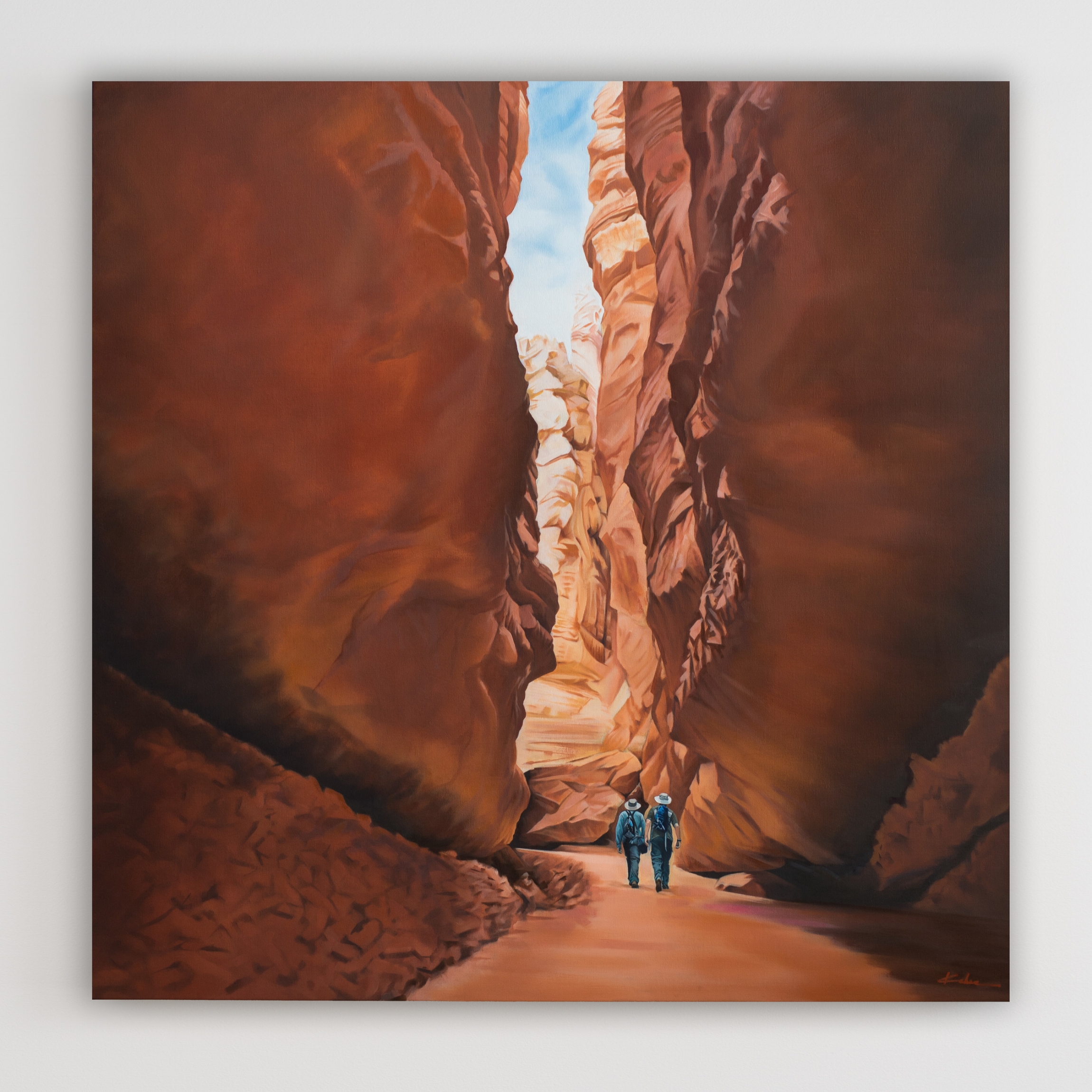 SOLD Title: A WALK IN THE PARK 45 X 45, Oil on Linen Framed