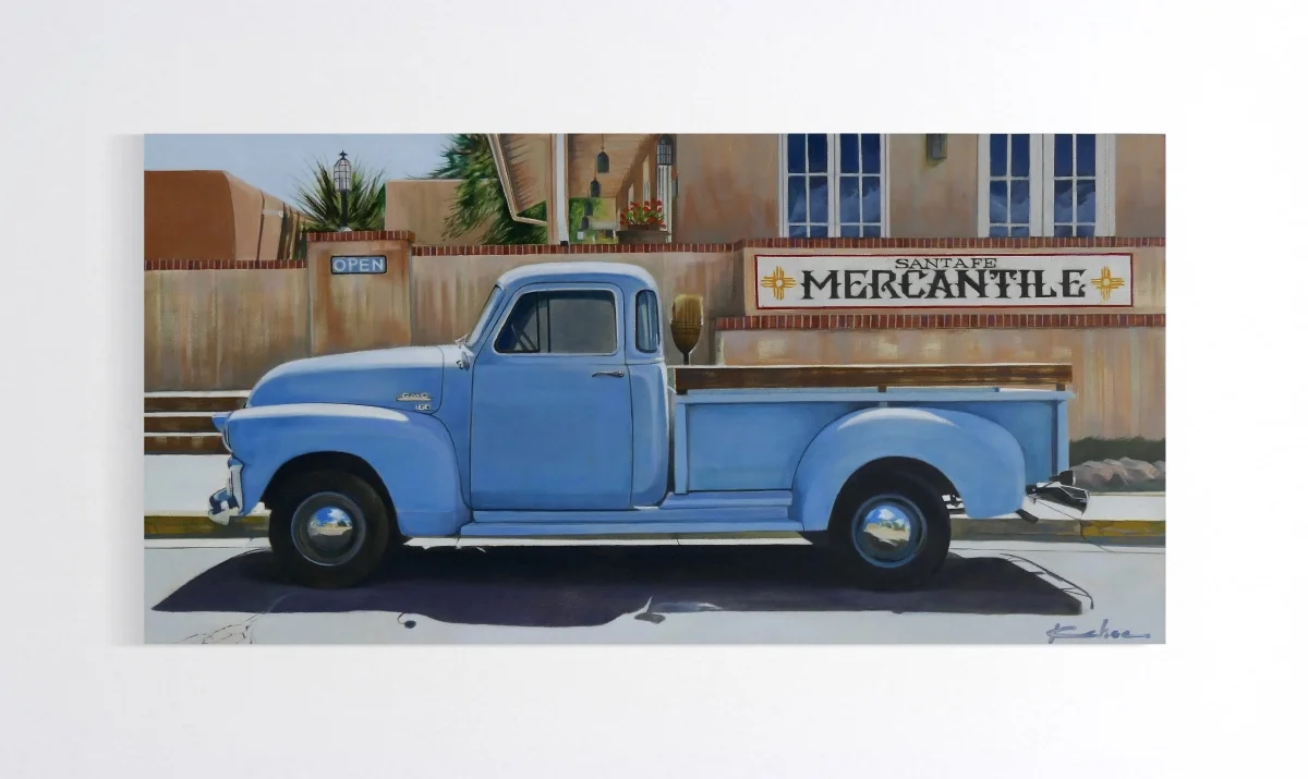 AVAILABLE THROUGH THE ALBUQUERQUE MUSEUM ARTSTHRIVE EXHIBIT UNTIL DECEMBER 3. Title: TRUE BLUE 8 X 16, Oil on Board