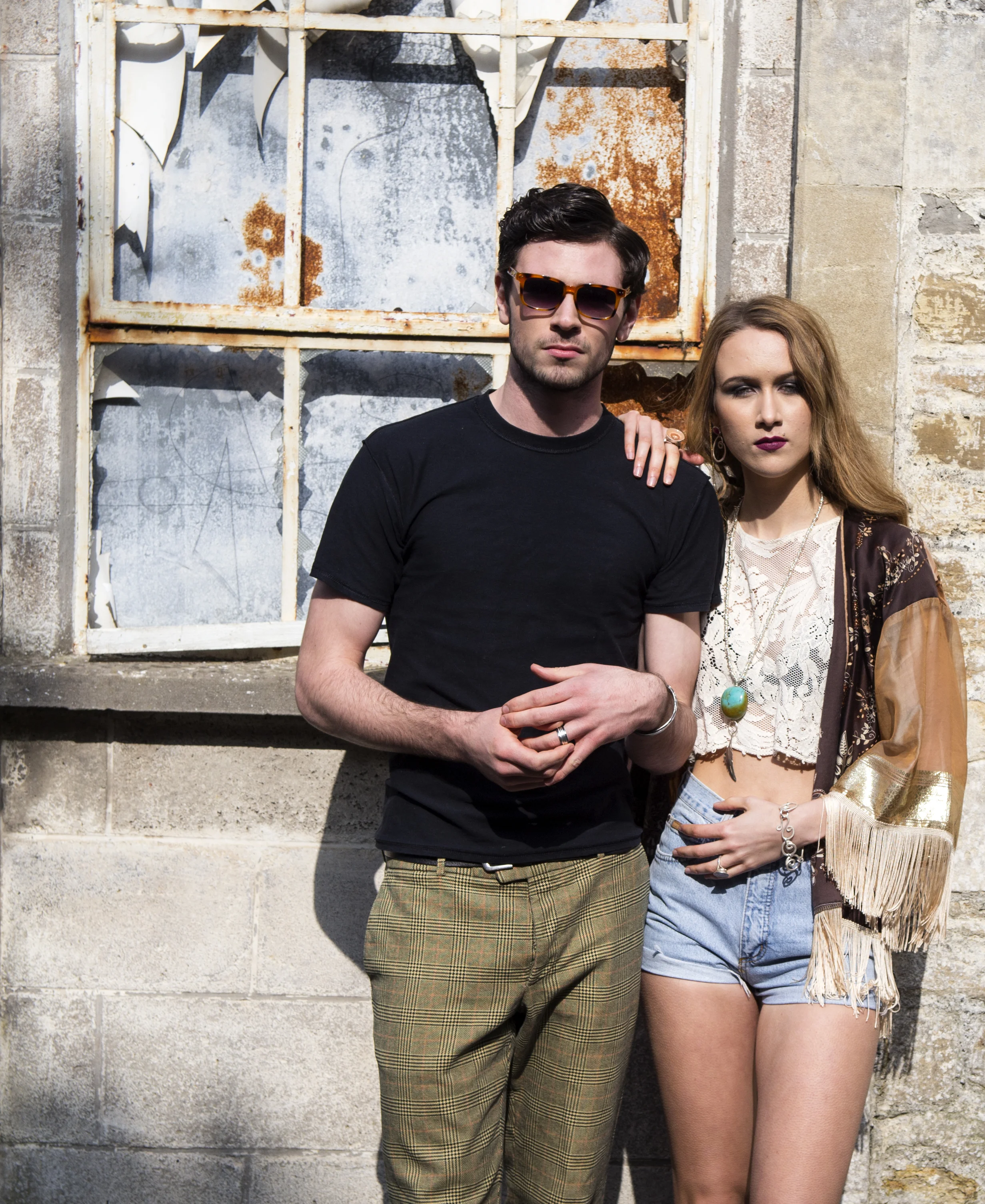 Kieran has the Tiger Stripe bangle and ring, Josie wearing long Boho necklace with turquoise and Nest Rings