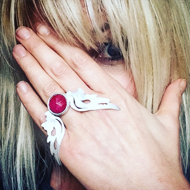 Hermes Wings ring with ruby