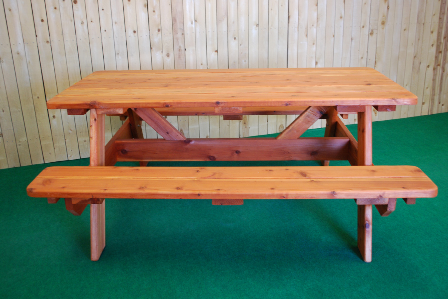 72" redwood picnic table