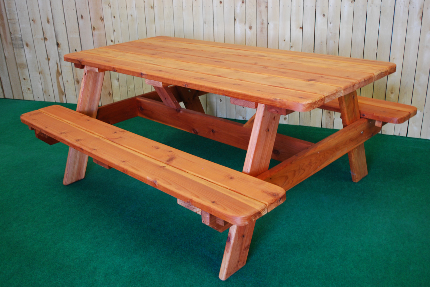 72" redwood picnic table