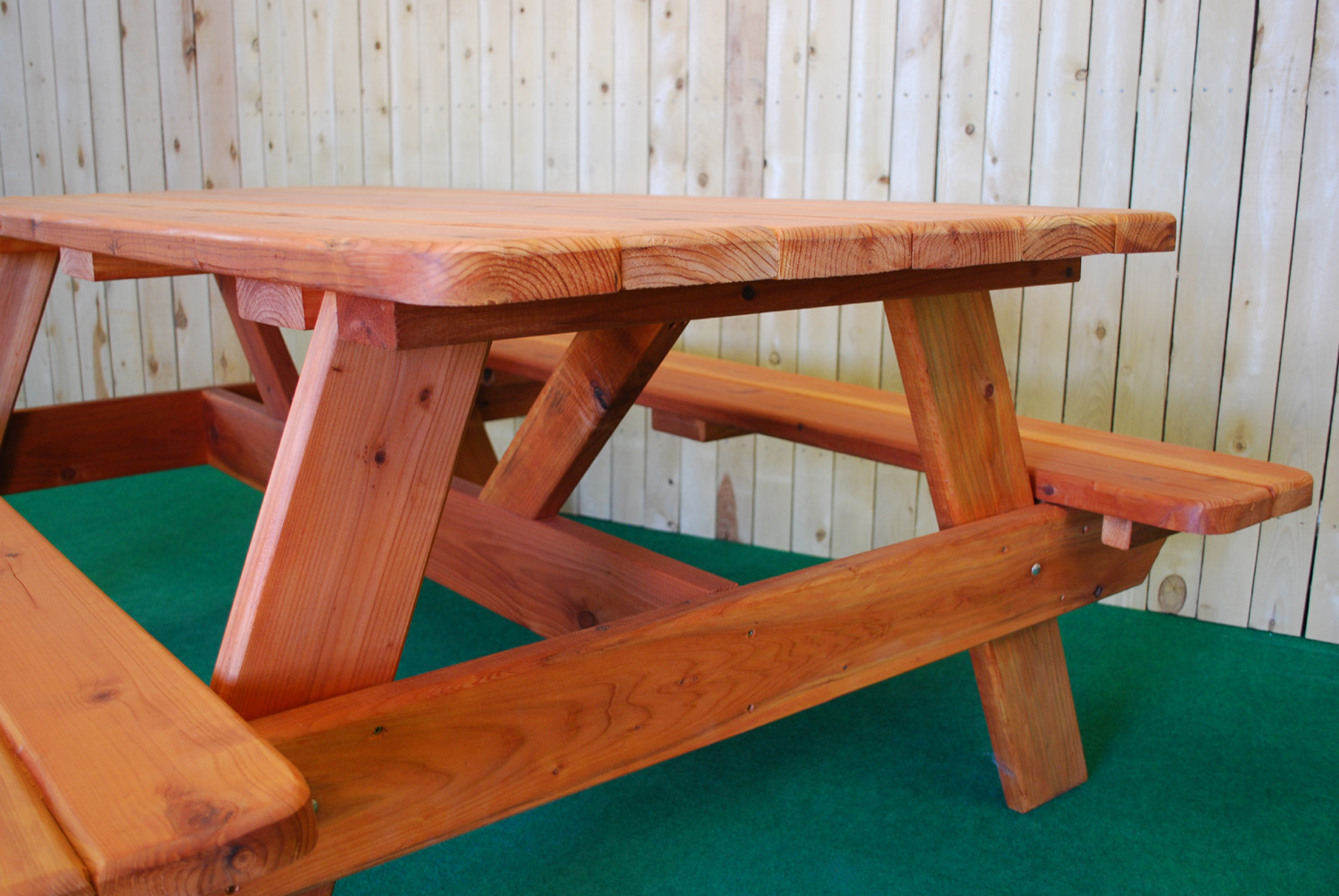 72" redwood picnic table