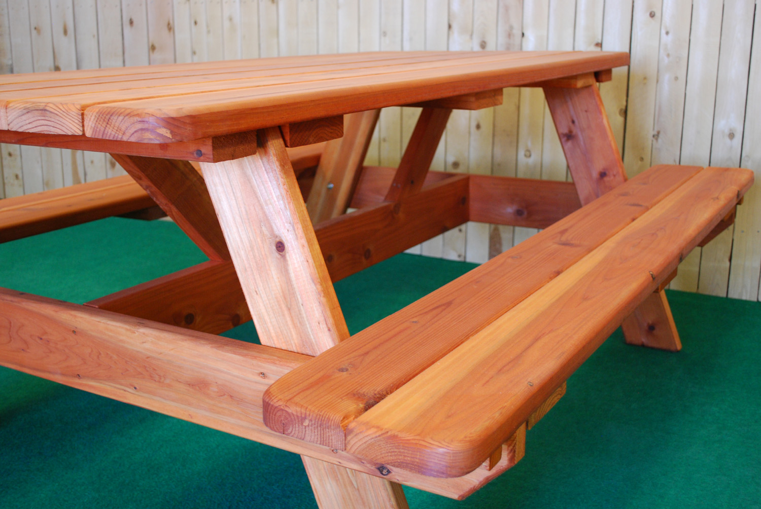 72" redwood picnic table