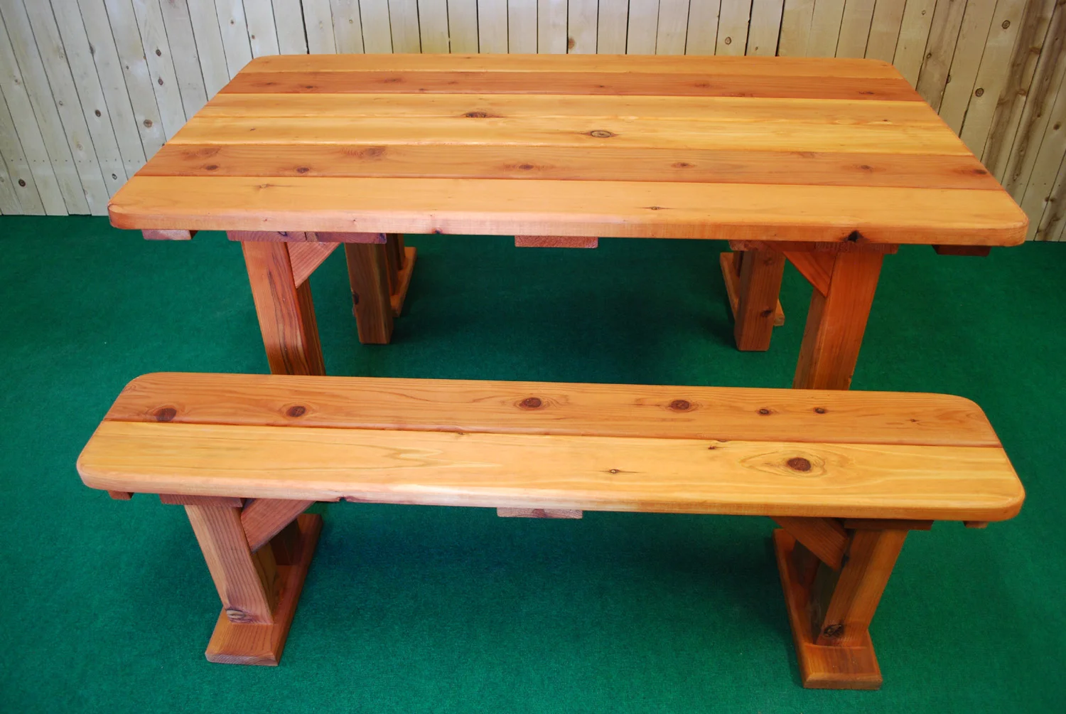 60" redwood rectangle picnic table