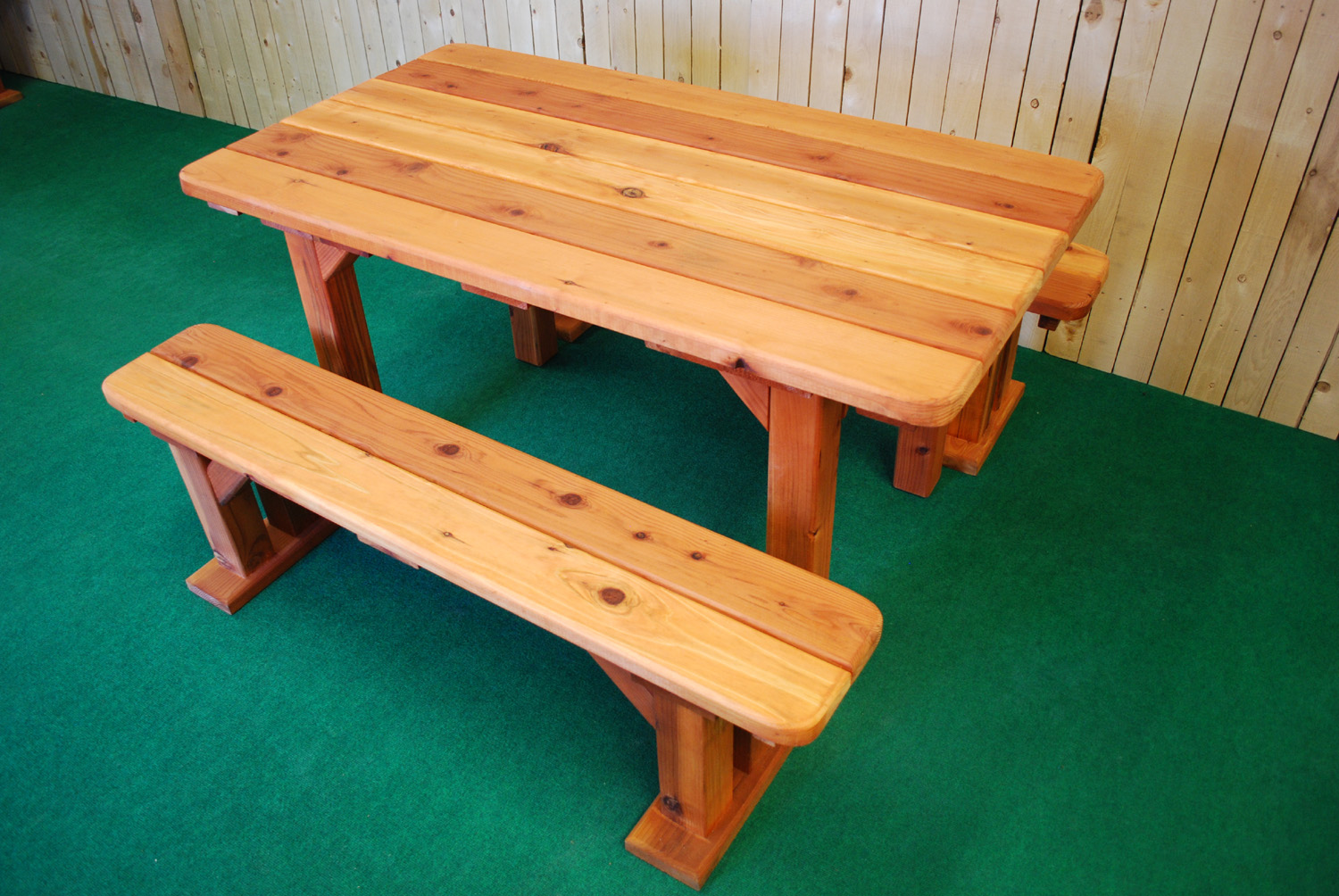 60" redwood rectangle picnic table
