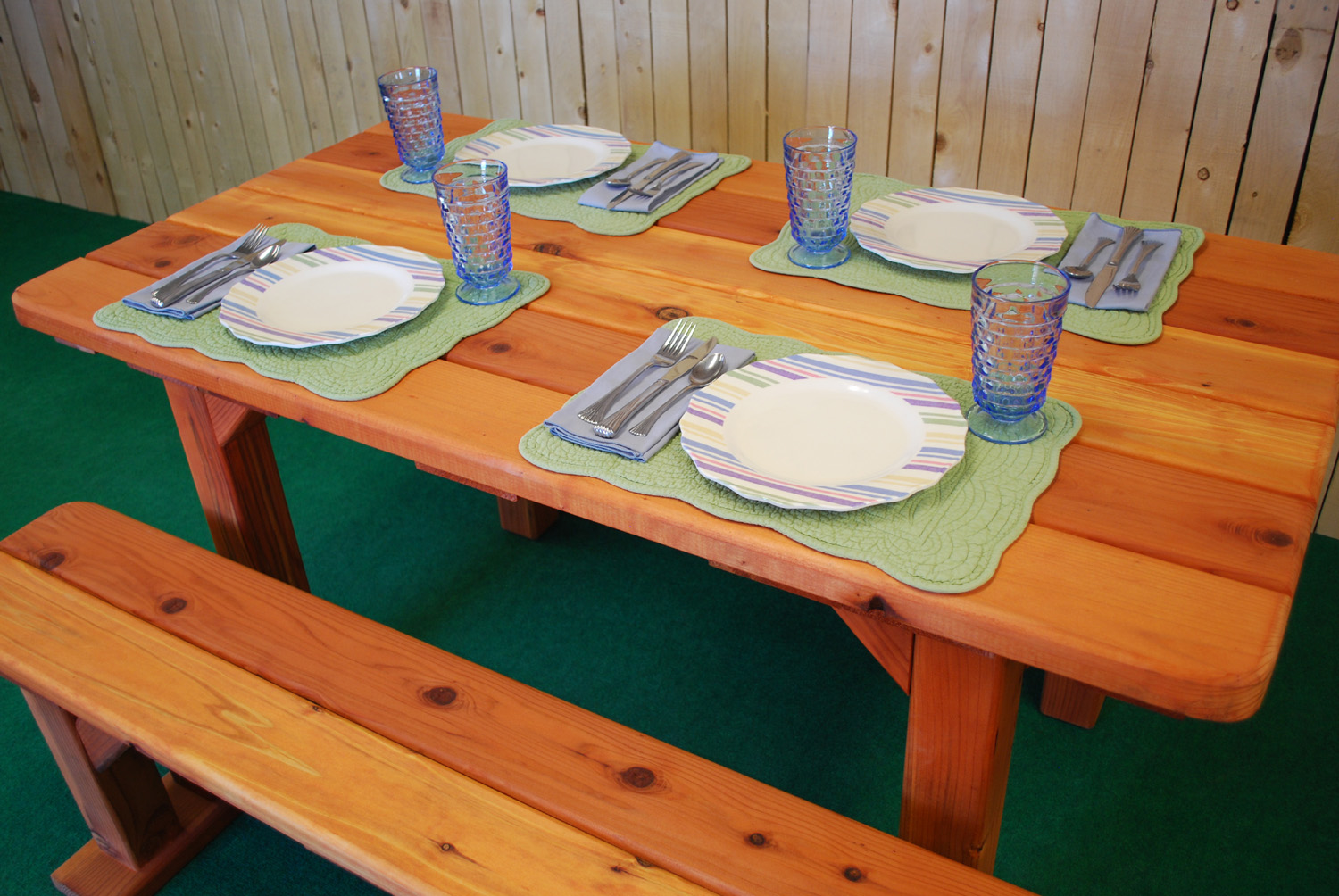 60" redwood rectangle picnic table