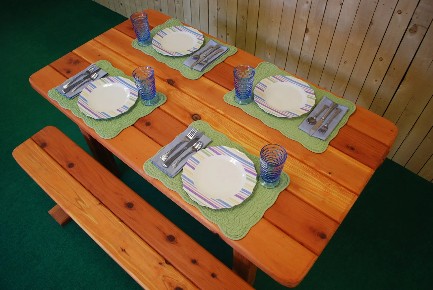 60" redwood rectangle picnic table