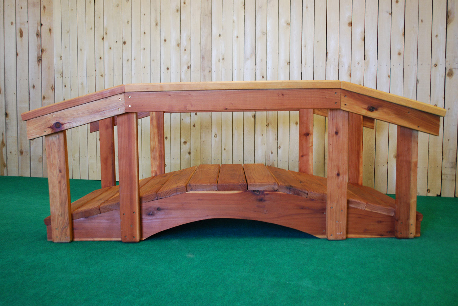 6' redwood bridge with 17" high handrail