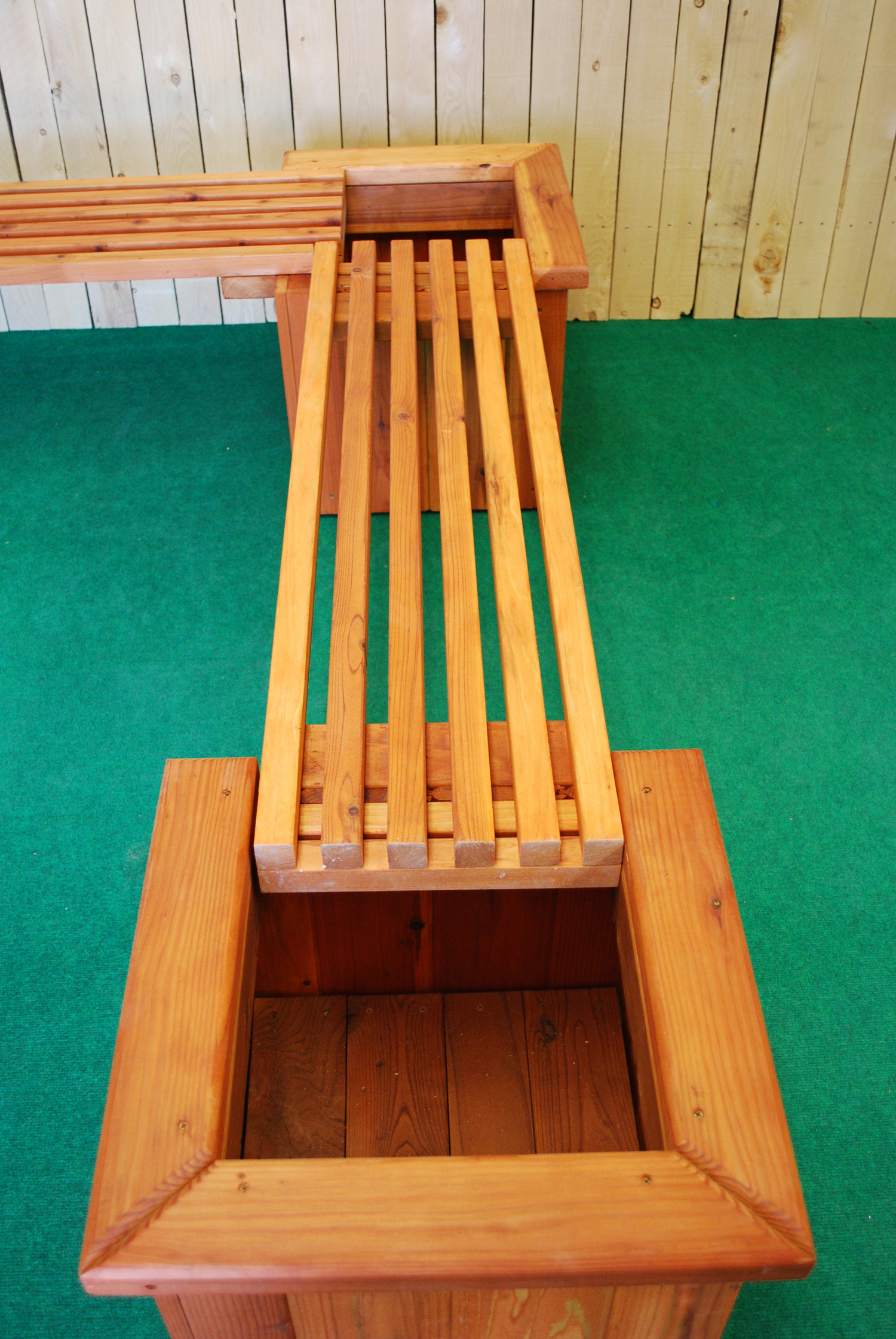 redwood planter and bench