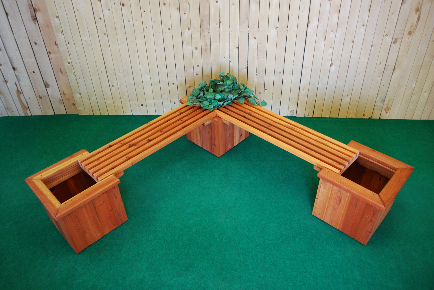 redwood planter and bench