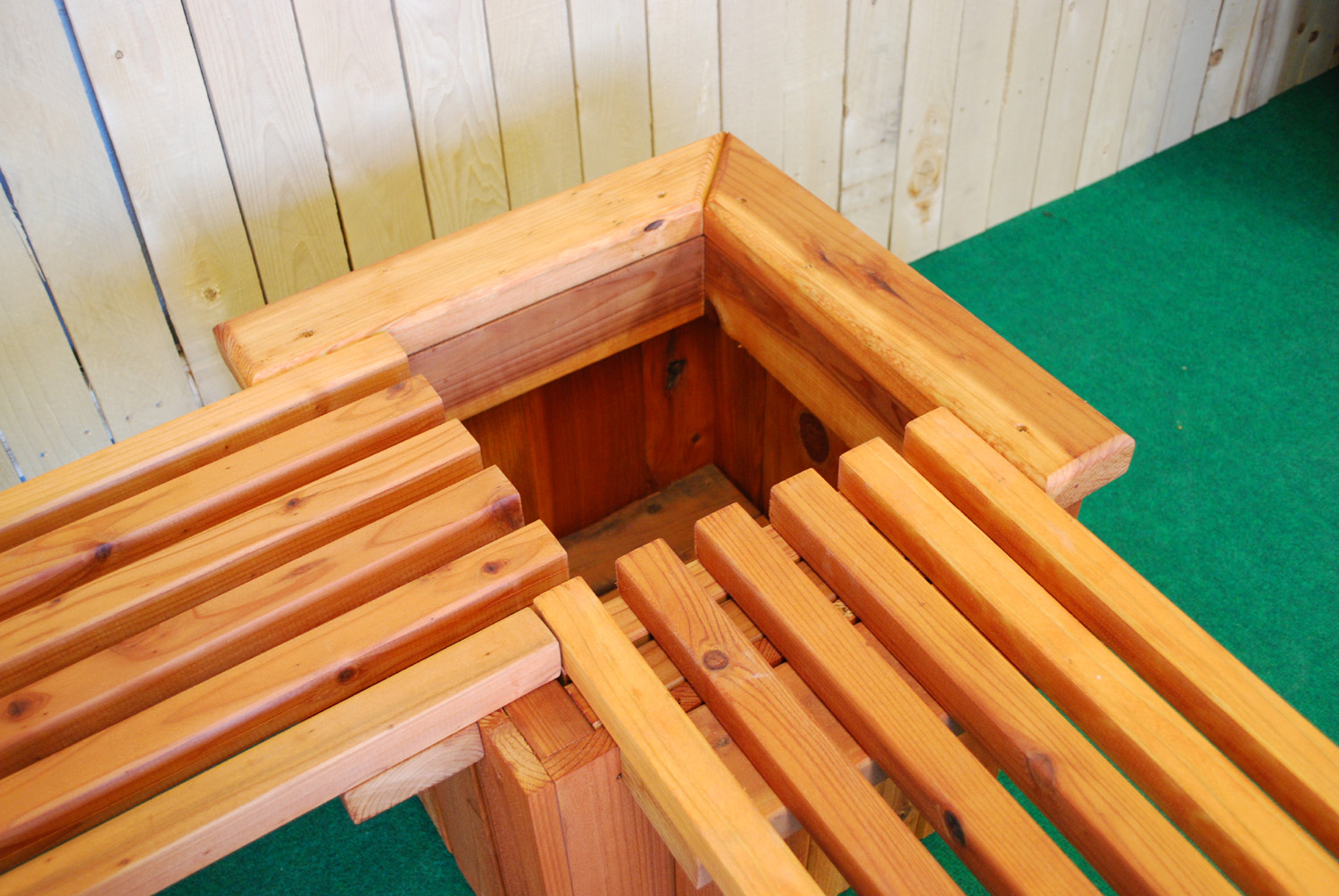 redwood planter and bench